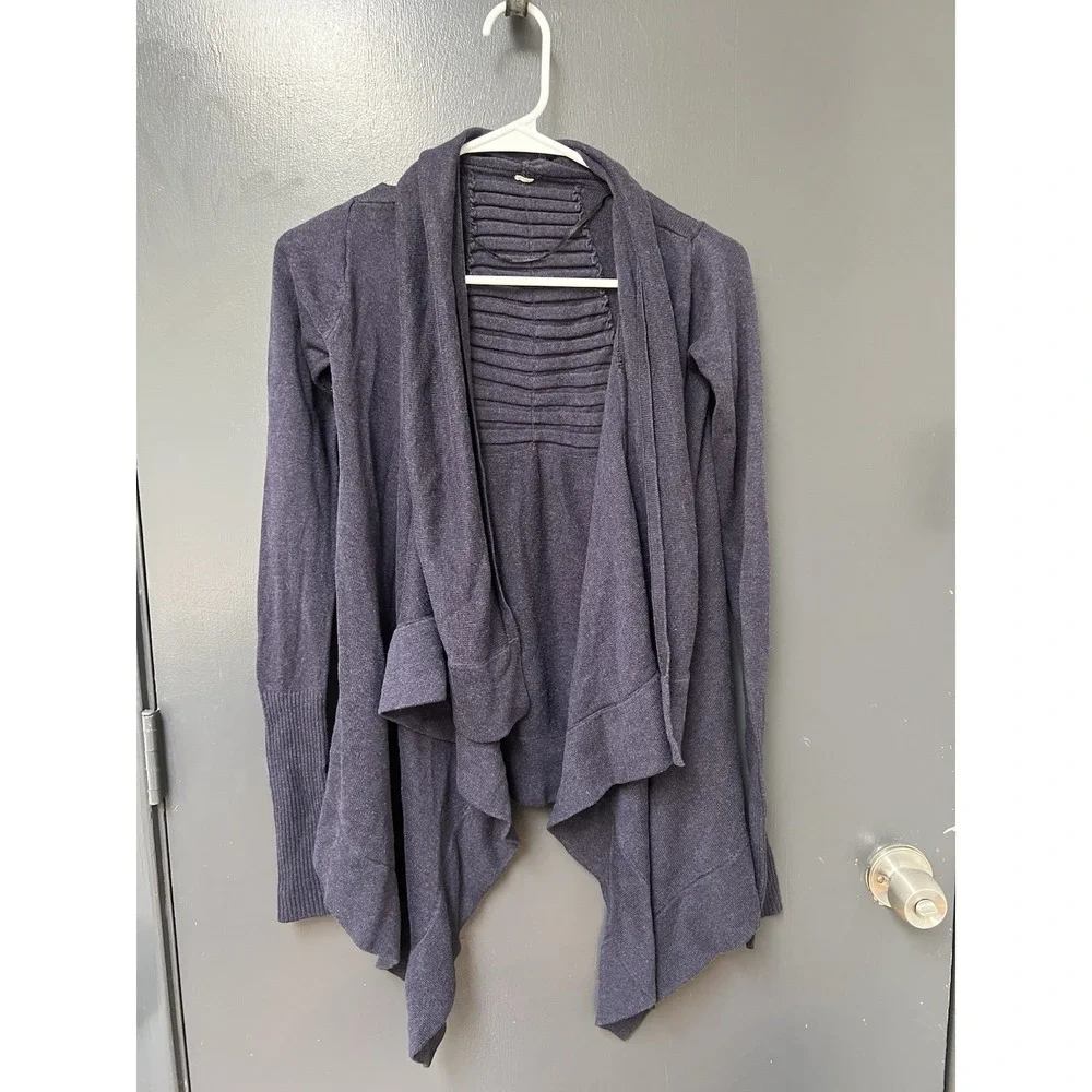 Lululemon Cardigan Womens Sz 4 Navy  Draped Waterfall Minimal